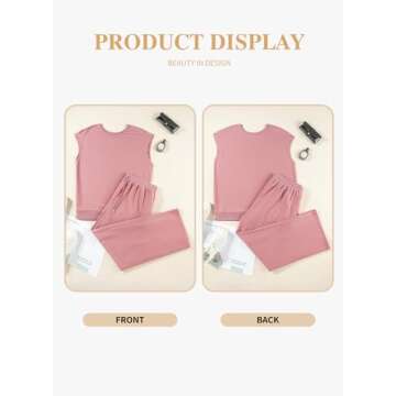 Eytino Plus Size Tracksuits for Women Casual Lounge Sets Crewneck Short Sleeve Tops High Waist Wide Leg Sweatpants Oversized Outfit Sets Pink 2X