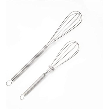 Wingsflying 4 Pack Mini Wire Kitchen Whisks Small Egg Whisk Gravy Sauce Mini Whisk Silver-Each of 2PCS 5 Inches and 7 Inches