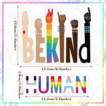 Be Kind Stickers Pride Stickers Human Rainbow Pride Decals for Cars Be Kind Sign ASL Mark Auto Truck Bumper Wall Laptop(24)
