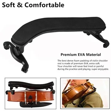 SUEWIO Adjustable Violin Shoulder Rest with Mute