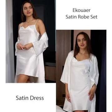 Ekouaer Silk Robe Set for Women Stylish Sleepwear