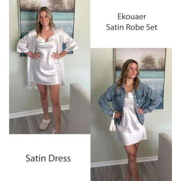 Ekouaer Silk Robe Set for Women Stylish Sleepwear