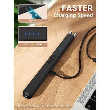 Candle Lighter Stocking Stuffers for Women Men: Electric Plasma Flameless Rechargeable Lighters Christmas Birthday Gifts Present for Her Women Men Mom Adults Cool Gadget for Kitchen Home Camping