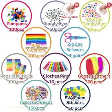 Olly Kids Craft Kits Library in a Plastic Craft Box Organizer- Craft and Art Supplies for Kids Ages 4 5 6 7 8 9 10 11 &12 Year Old Boys & Girls