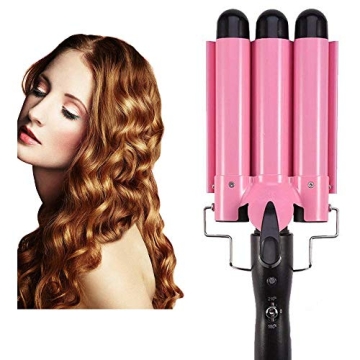 3 Barrel Hair Curling Iron Wand in Pink for Stunning Waves