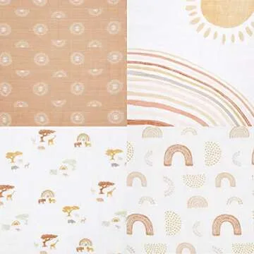 aden + anais Boutique Muslin Swaddle Blanket for Baby Girls and Boys, Newborn Receiving Blanket for Swaddling, 100% Muslin Cotton Swaddle Wrap,4 Pack, Keepin Rising