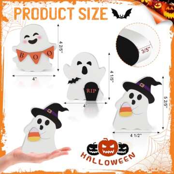 COCHIE Cute Ghost Halloween Decorations Indoor, Wooden Tiered Tray Decor Table Sign Set of 3, Black ...