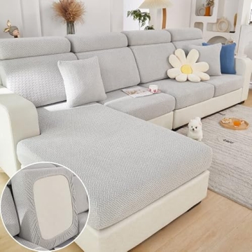 Jonuiony Universal Sofa Slipcover, 2024 New Wear-Resistant Sofa Chaise Cover, L Shape Sectional Couch Covers, Separate Cushion, High Stretch, Anti-Slip Furniture Protector (Light Grey,Large 1 Seat)