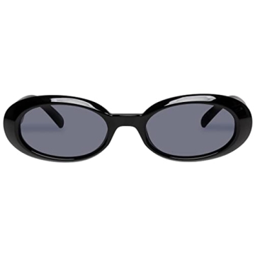 Le Specs Work It! Black Oval Sunglasses Unisex Minimalist Style