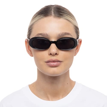 Le Specs Work It! Black Oval Sunglasses Unisex Minimalist Style