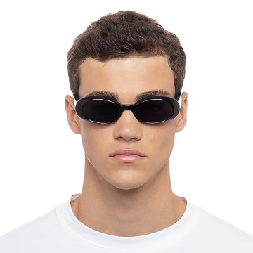 Le Specs Work It! Black Oval Sunglasses Unisex Minimalist Style