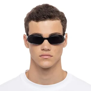 Le Specs Work It! Black Oval Sunglasses Unisex Minimalist Style