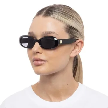 Le Specs Work It! Black Oval Sunglasses Unisex Minimalist Style