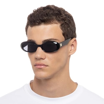 Le Specs Work It! Black Oval Sunglasses Unisex Minimalist Style