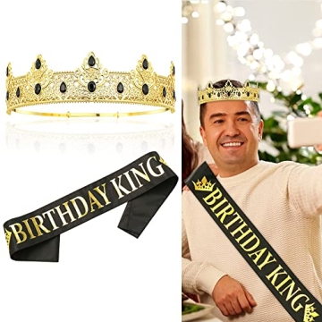 NA King Crown & Birthday Sash for Men - Celebrate in Style