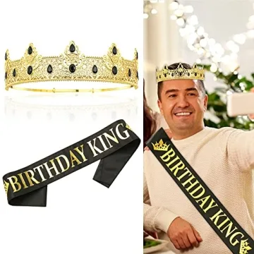 NA King Crown & Birthday Sash for Men - Celebrate in Style