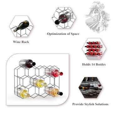 ZUERST Countertop Wine Rack - 14 Bottle Freestanding Modern Metal Wine Holder, 3 Tier Tabletop Wine ...