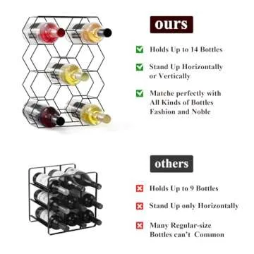 ZUERST Countertop Wine Rack - 14 Bottle Freestanding Modern Metal Wine Holder, 3 Tier Tabletop Wine Racks Countertop, No Assembly Required Wine Bottle Holder for Cabinet, Pantry, Bar (Black)