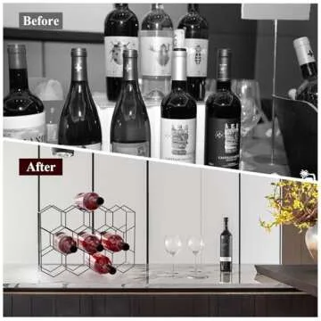 ZUERST Countertop Wine Rack - 14 Bottle Freestanding Modern Metal Wine Holder, 3 Tier Tabletop Wine Racks Countertop, No Assembly Required Wine Bottle Holder for Cabinet, Pantry, Bar (Black)