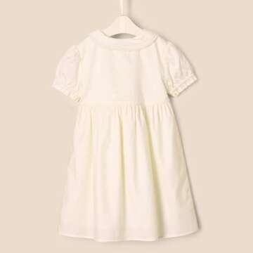Amazon Essentials x Sofia Grainge Baby Girls' Cotton Sateen Dress with Collar, Ivory, 6-9 Months