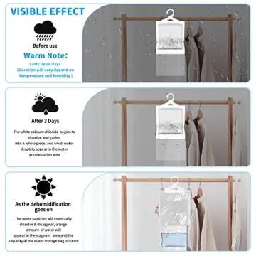 ZSZMFH 15 Pack Moisture Absorber Hanging Bag, Charcoal Smell Remove Damp Musty Smell,Hanging Closet Dehumidifier Bags with 25g of Activated Charcoal (220g/pack)