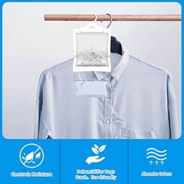 ZSZMFH 15 Pack Moisture Absorber Hanging Bag, Charcoal Smell Remove Damp Musty Smell,Hanging Closet Dehumidifier Bags with 25g of Activated Charcoal (220g/pack)