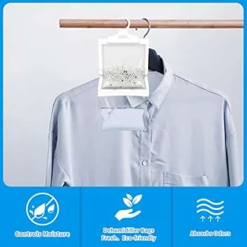 ZSZMFH 15 Pack Moisture Absorber Hanging Bag, Charcoal Smell Remove Damp Musty Smell,Hanging Closet Dehumidifier Bags with 25g of Activated Charcoal (220g/pack)