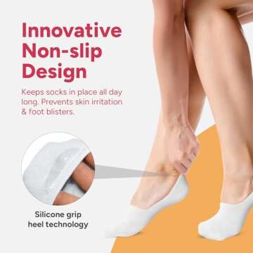 Eedor No Show Socks Womens Invisible Liner, Non Slip & Low Cut, Casual & Formal Wear, Soft & Stretchable, 3 Pairs Large Size 8-10, White Color