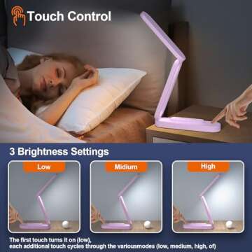 Giryuhd LED Desk Lamp for Office Home & Battery Operated Lamp Rechargeable Lamp Foldable & Portable ...