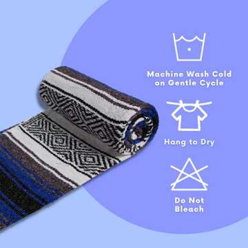 El Paso Designs Mexican Yoga Blanket | Colorful Falsa Serape | Park, Yoga Towel, Picnic, Beach, Patio, Soft Woven Saddle Blanket, Boho Home Décor (Random Color)