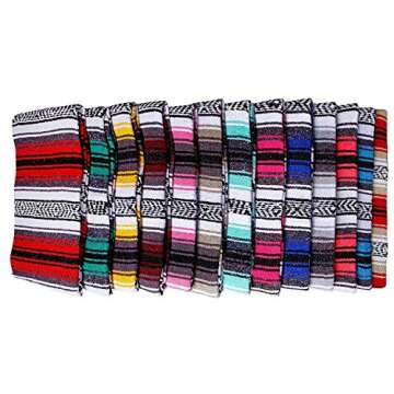 El Paso Designs Mexican Yoga Blanket | Colorful Falsa Serape | Park, Yoga Towel, Picnic, Beach, Patio, Soft Woven Saddle Blanket, Boho Home Décor (Random Color)
