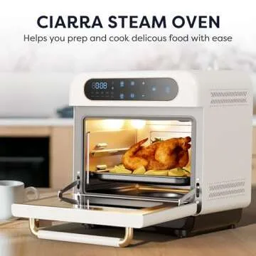 CIARRA 8-in-1 Air Fryer Steam Oven Countertop,12L Mini Toaster Oven with Steam, Rapid Steam, Air Fry, Vapor Bake, Steam Clean, Bake, Dried, Ferment, White