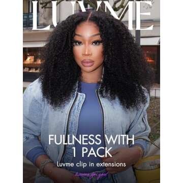 LUVME HAIR Curly Human Hair Clip in Extensions Fullness with 1 Pack 135g Seamless Kinky Curly Clip i...