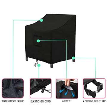 SIRUITON 3 Piece Outdoor Veranda Patio Garden Furniture Cover Set with 420D Durable and Water Resistant Fabric,Fit for Outdoor Wicker Patio Furniture Sets/Rattan Chair Conversation Sets-Balck