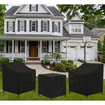 SIRUITON 3 Piece Outdoor Veranda Patio Garden Furniture Cover Set with 420D Durable and Water Resistant Fabric,Fit for Outdoor Wicker Patio Furniture Sets/Rattan Chair Conversation Sets-Balck