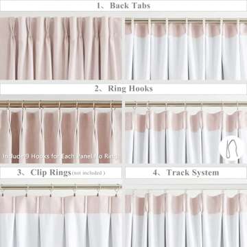 WEST LAKE 120 Inches Extra Long Pink Bailey Pinch Pleated Full Blackout Curtain Panels with Liners,Modern Linen Textured Drapes with Back Tabs,10 FT Bedroom Living Room Window Treatment,40" Wx120 Lx2