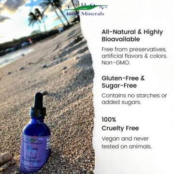 Eidon Ionic Minerals Liquid Zinc Concentrate - Ionic Zinc Supplement Drops for Adults and Kids, Support Immune System, Hair and Skin, Liver and Kidney Health, Relieves Stress - 2 oz