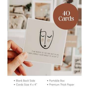 Lamare Positive Affirmation Cards for Women - Meditation Cards and Daily Affirmations for Women I 40 Motivational Cards, Inspirational Cards, Mindfulness Card for Spiritual and Mental Health gifts