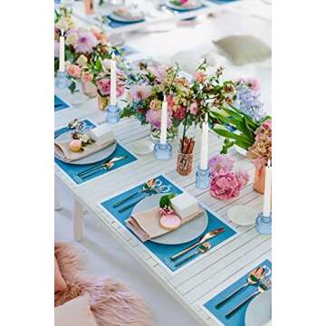 Vixdonos Glass Candlestick Holders Tealight Candle Holders for Table Centerpieces, Wedding Decor and Dinner Party (3 Pcs, Light Blue)