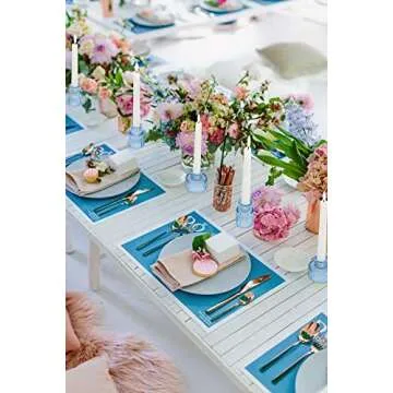 Vixdonos Glass Candlestick Holders Tealight Candle Holders for Table Centerpieces, Wedding Decor and Dinner Party (3 Pcs, Light Blue)