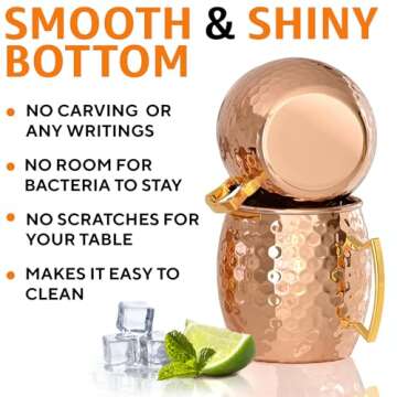 Benicci Moscow Mule Copper Mugs - Set of 2, 100% HANDCRAFTED - Food Safe Pure Solid Copper Mugs - 16 oz Gift Set with Premium Quality Cocktail Copper Straws, Straw Cleaning Brush and Jigger!