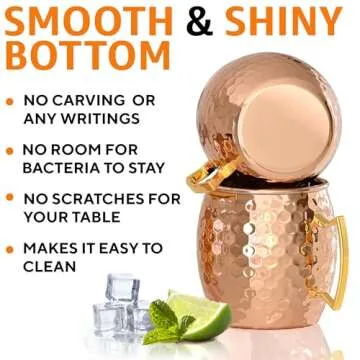 Benicci Moscow Mule Copper Mugs - Set of 2, 100% HANDCRAFTED - Food Safe Pure Solid Copper Mugs - 16 oz Gift Set with Premium Quality Cocktail Copper Straws, Straw Cleaning Brush and Jigger!