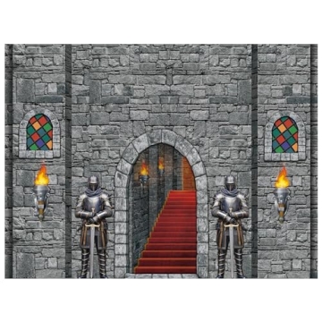 VitalCozy Medieval Party Backdrop Decorations 8 x 6ft Halloween Vintage Castle Backdrop Arched Door ...