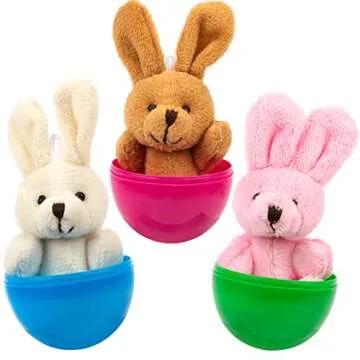 NEWBEA 24 Pack Easter Eggs with Bunny Plush Toys