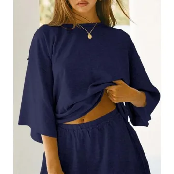 Tankaneo Women's 3/4 Sleeve Pajama Sets for Comfort