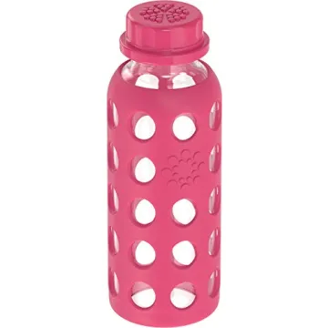 Lifefactory 9-Ounce BPA-Free Glass Water Bottle – Raspberry