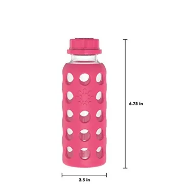 Lifefactory 9-Ounce BPA-Free Glass Water Bottle – Raspberry