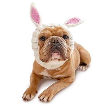 Zoo Snoods Bunny Costume - Knit Easter Dog Snood Ear Wrap for Pets, Warm Neck Cover for Halloween an...
