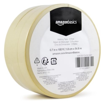 Amazon Basics Masking Tape 3 Rolls 0.7 Inch Versatile