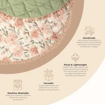 Crane Baby Padded Floor Mat - Stylish Pink Floral Design for Tummy Time and Play